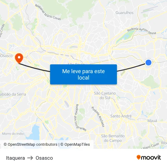 Itaquera to Osasco map