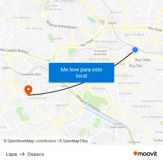 Lapa to Osasco map