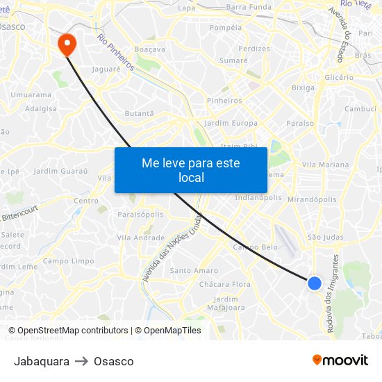 Jabaquara to Osasco map