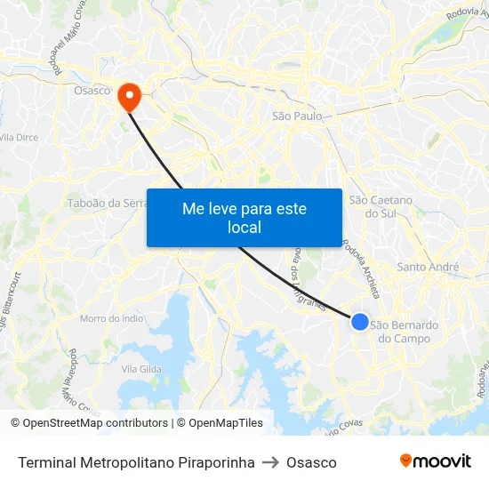 Terminal Metropolitano Piraporinha to Osasco map