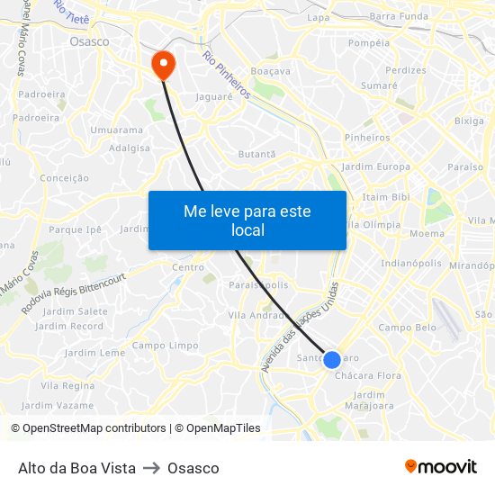 Alto da Boa Vista to Osasco map