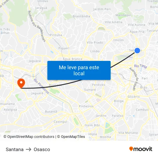 Santana to Osasco map