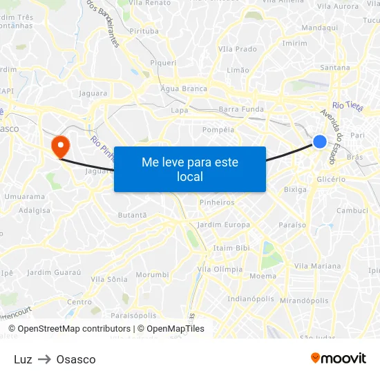 Luz to Osasco map