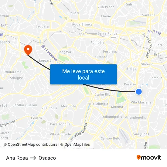 Ana Rosa to Osasco map
