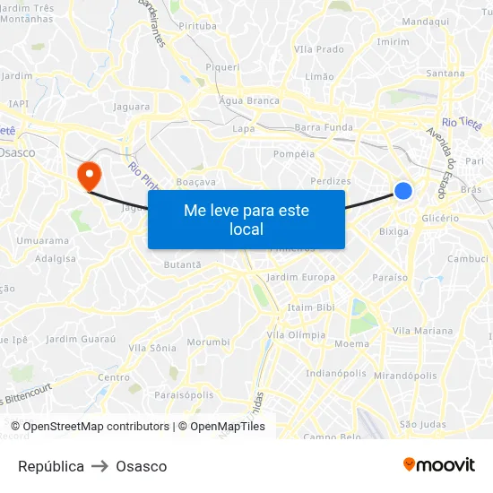 República to Osasco map