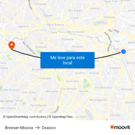 Bresser-Mooca to Osasco map