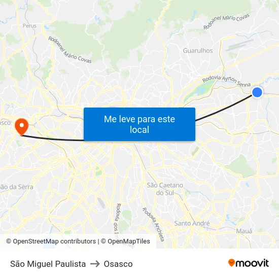 São Miguel Paulista to Osasco map