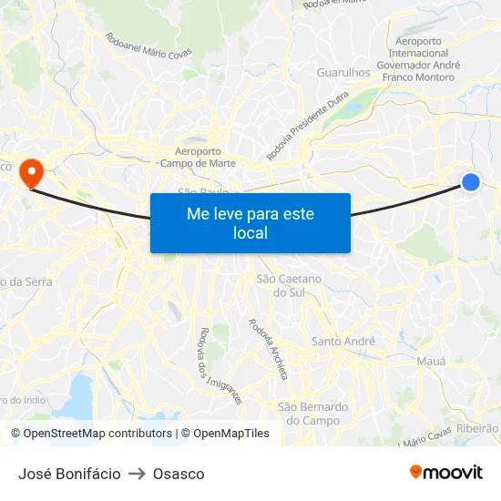 José Bonifácio to Osasco map