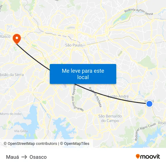 Mauá to Osasco map