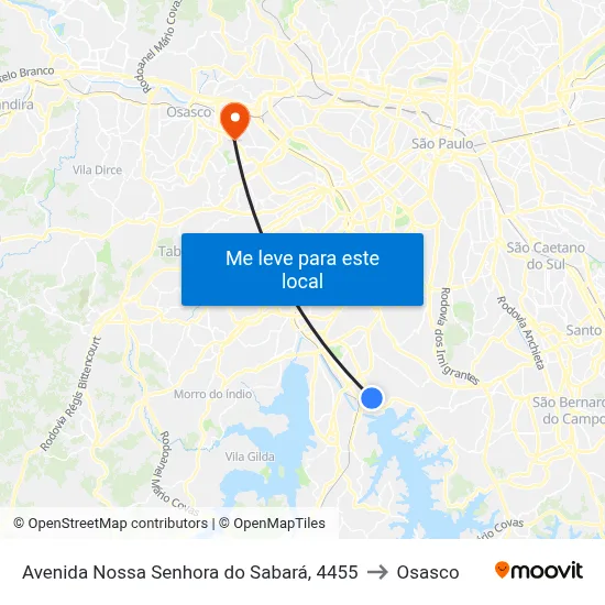 Avenida Nossa Senhora do Sabará, 4455 to Osasco map