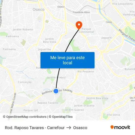 Rod. Raposo Tavares - Carrefour to Osasco map