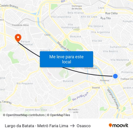 Largo da Batata - Metrô Faria Lima to Osasco map