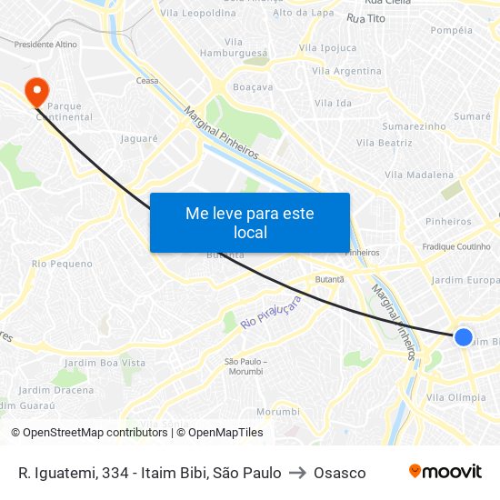 R. Iguatemi, 334 - Itaim Bibi, São Paulo to Osasco map