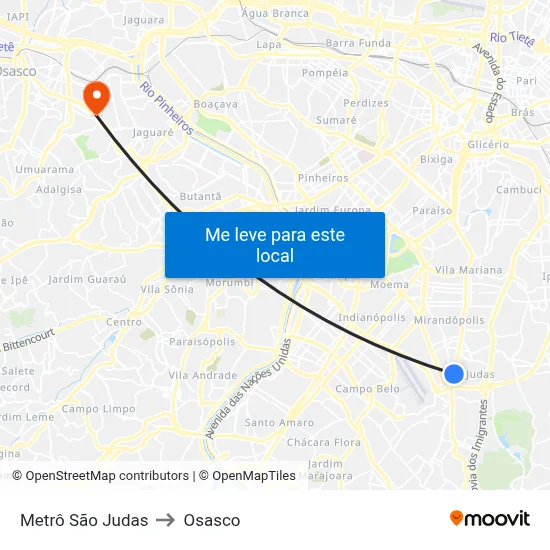 Metrô São Judas to Osasco map