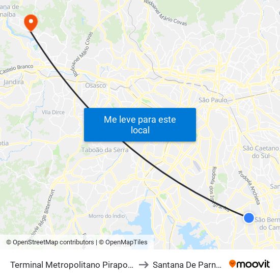 Terminal Metropolitano Piraporinha to Santana De Parnaíba map