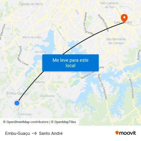 Embu-Guaçu para Santo André de transporte público