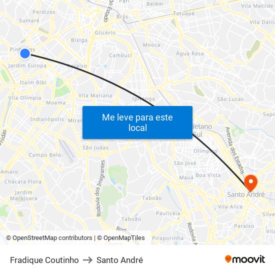 Fradique Coutinho to Santo André map