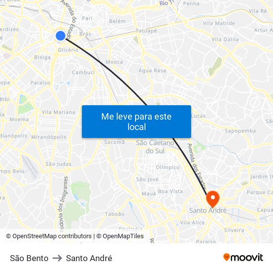 São Bento to Santo André map