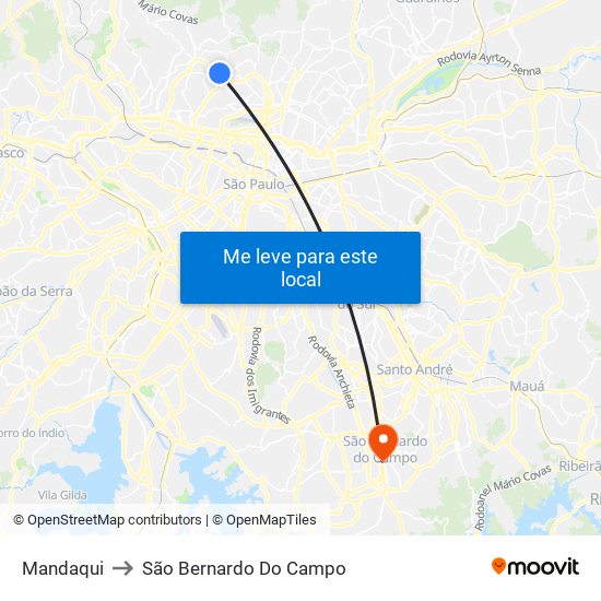 Mandaqui to São Bernardo Do Campo map