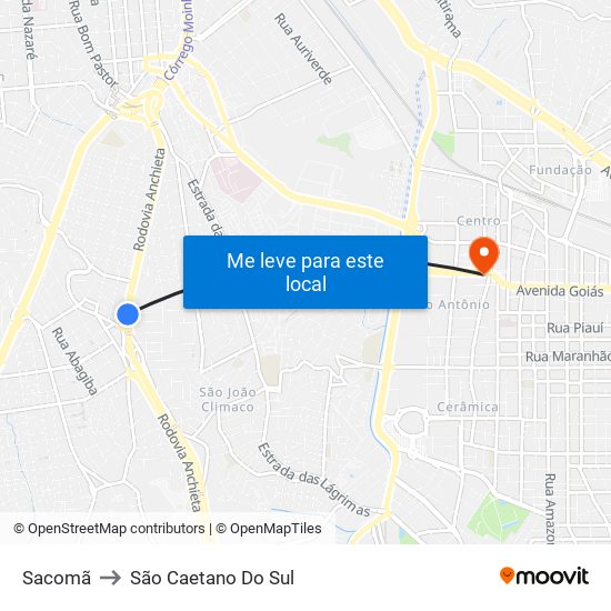 Sacomã to São Caetano Do Sul map