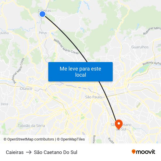 Caieiras to São Caetano Do Sul map