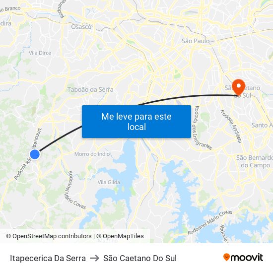 Itapecerica Da Serra to São Caetano Do Sul map