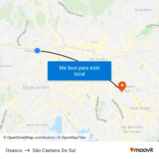 Osasco to São Caetano Do Sul map