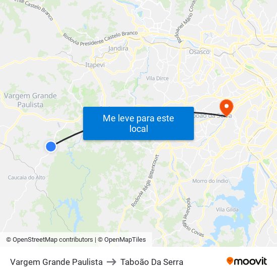 Vargem Grande Paulista to Taboão Da Serra map