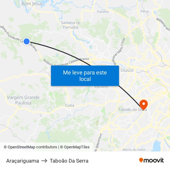 Araçariguama to Taboão Da Serra map