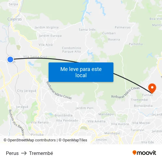 Perus to Tremembé map