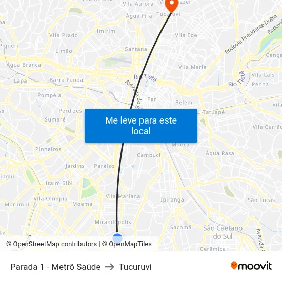 Parada 1 - Metrô Saúde to Tucuruvi map