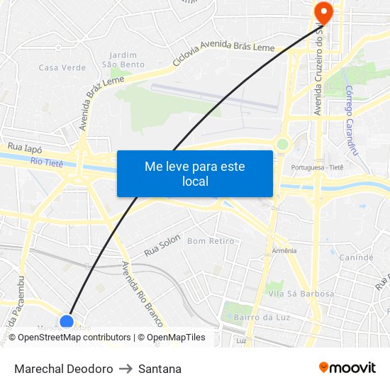 Marechal Deodoro to Santana map