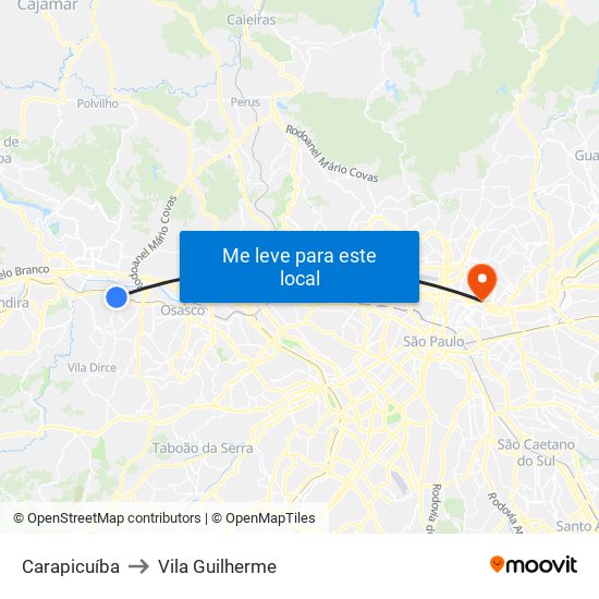 Carapicuíba to Vila Guilherme map