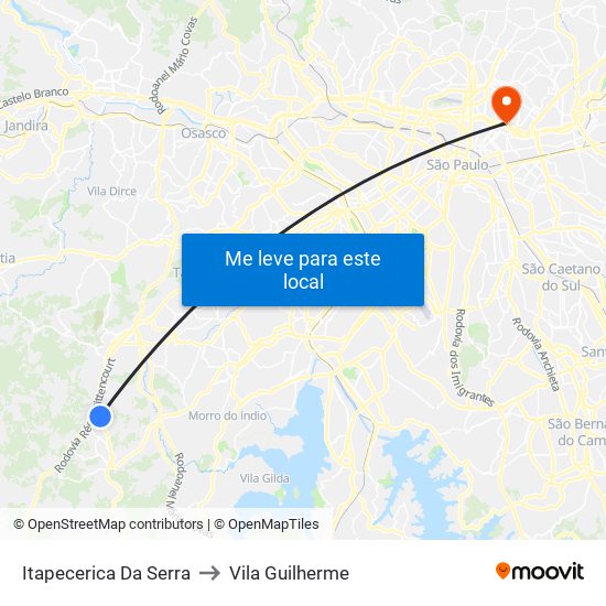 Itapecerica Da Serra to Vila Guilherme map