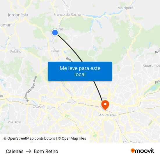 Caieiras to Bom Retiro map