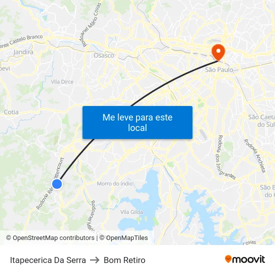 Itapecerica Da Serra to Bom Retiro map