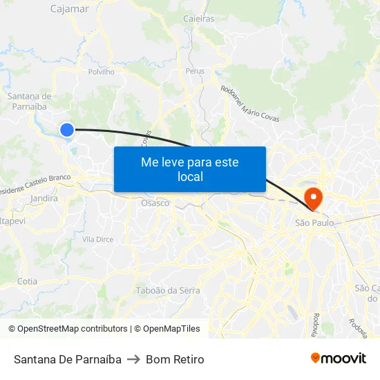 Santana De Parnaíba to Bom Retiro map