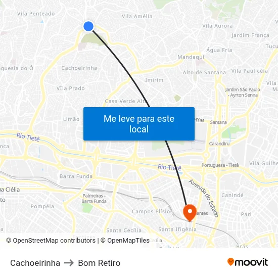 Cachoeirinha to Bom Retiro map