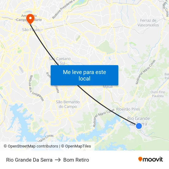 Rio Grande Da Serra to Bom Retiro map