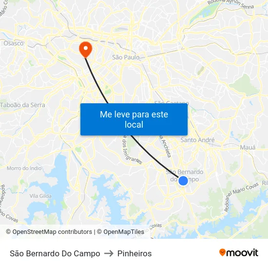 São Bernardo Do Campo to Pinheiros map