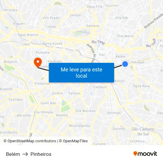 Belém to Pinheiros map