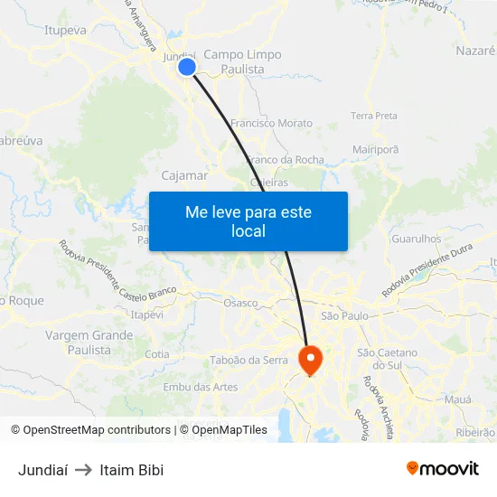 Jundiaí to Itaim Bibi map