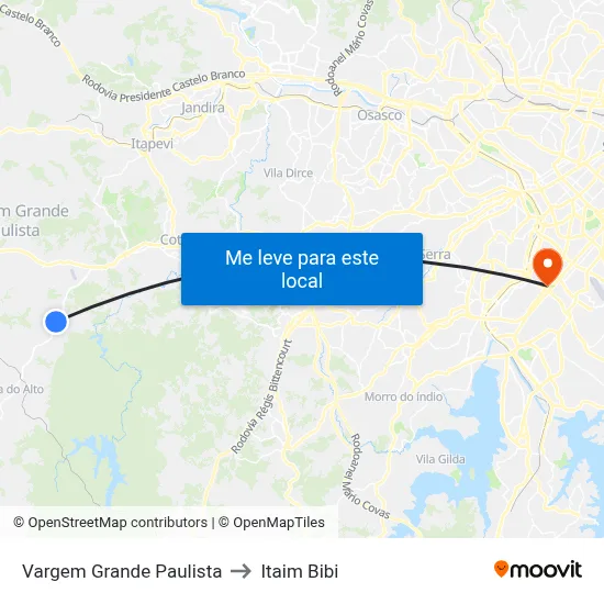 Vargem Grande Paulista to Itaim Bibi map