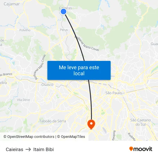 Caieiras to Itaim Bibi map