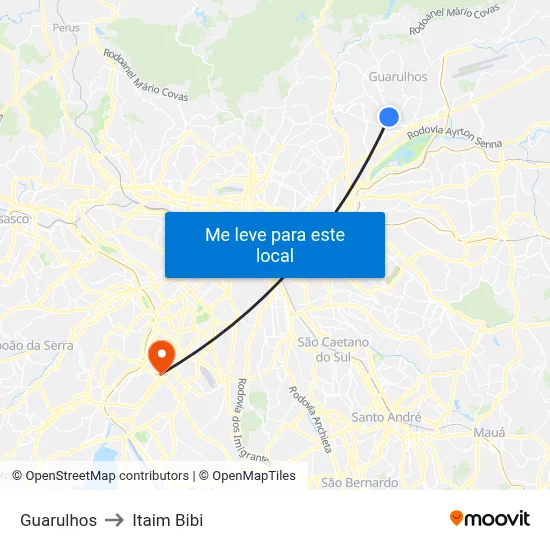 Guarulhos to Itaim Bibi map