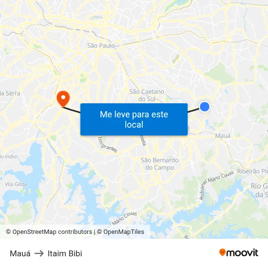 Mauá to Itaim Bibi map