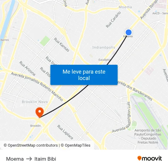 Moema to Itaim Bibi map
