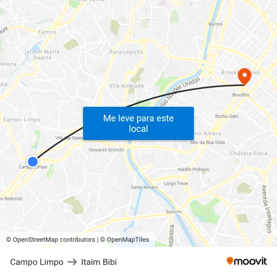 Campo Limpo to Itaim Bibi map