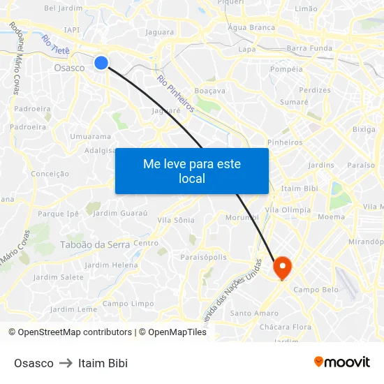 Osasco to Itaim Bibi map