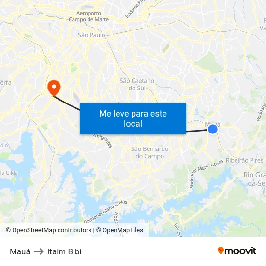 Mauá to Itaim Bibi map